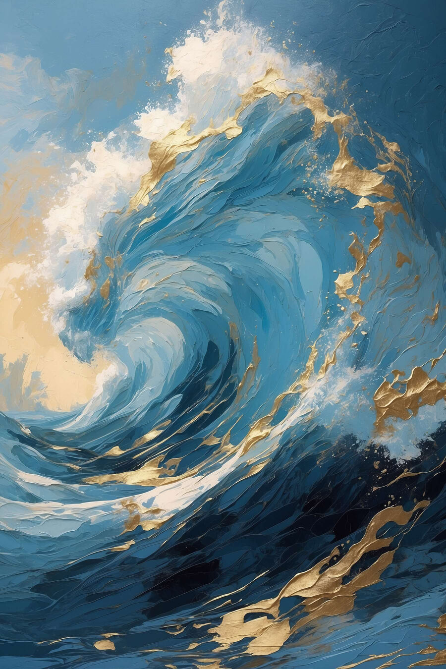 Vague à l’écume dorée — motif complet