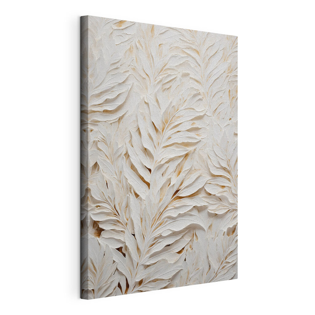 Feuillage blanc et ombres, toile tendue et bord enveloppé