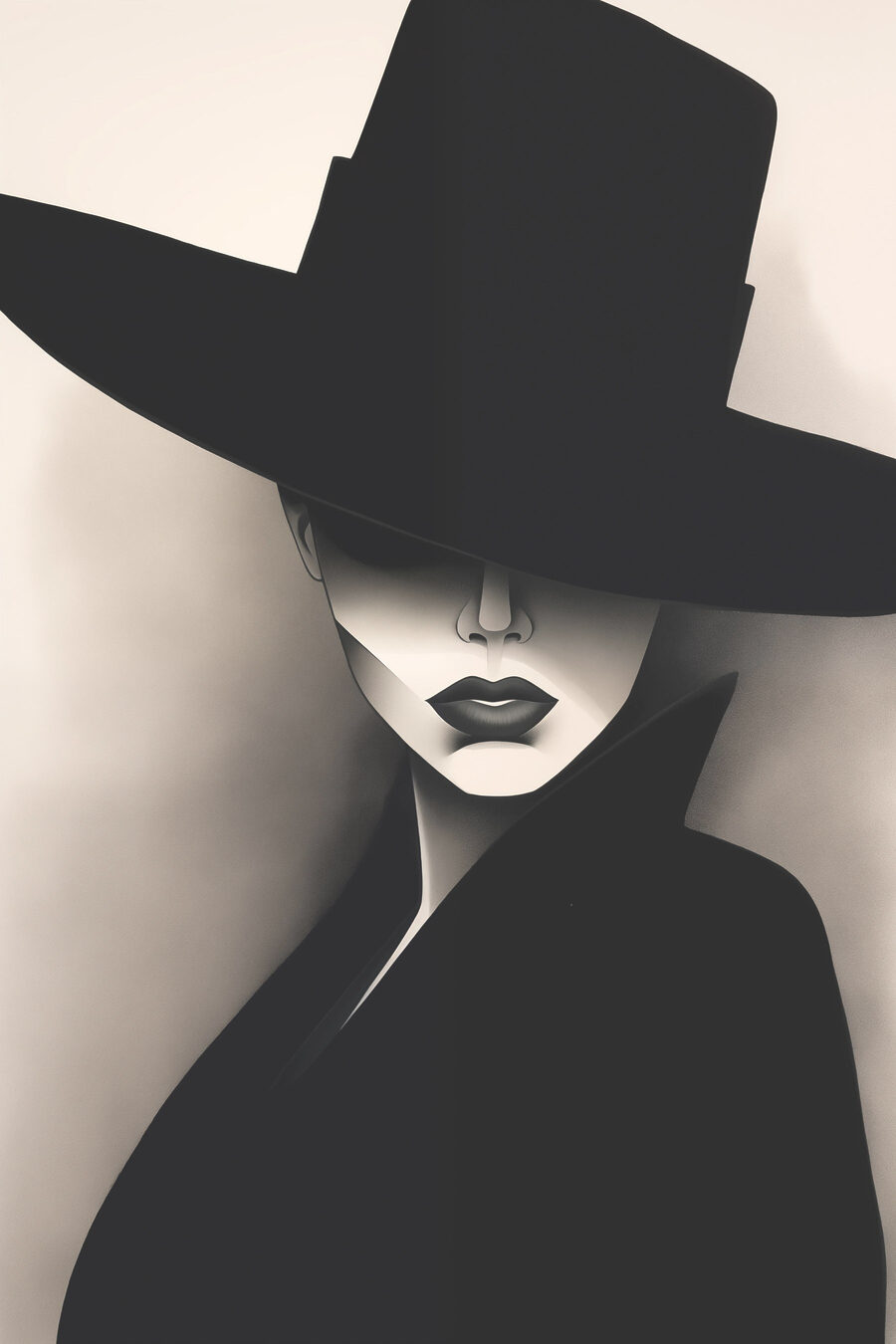 Femme au chapeau noir — motif complet