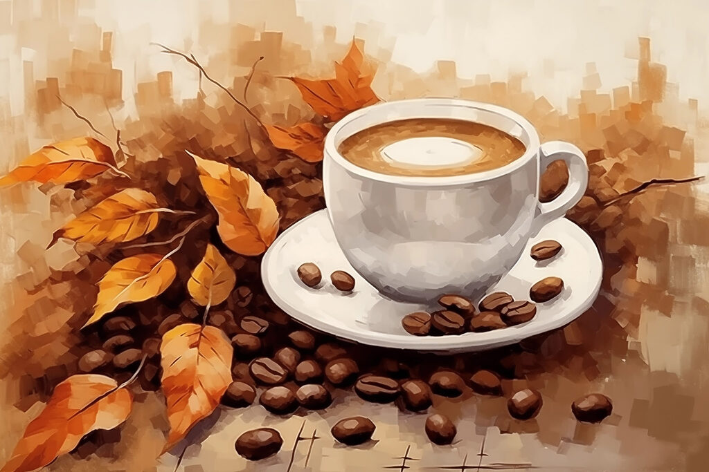 Café aux feuilles d’automne — motif complet