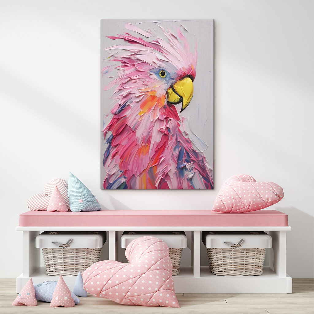 Cacatoès rose huppé dans un intérieur