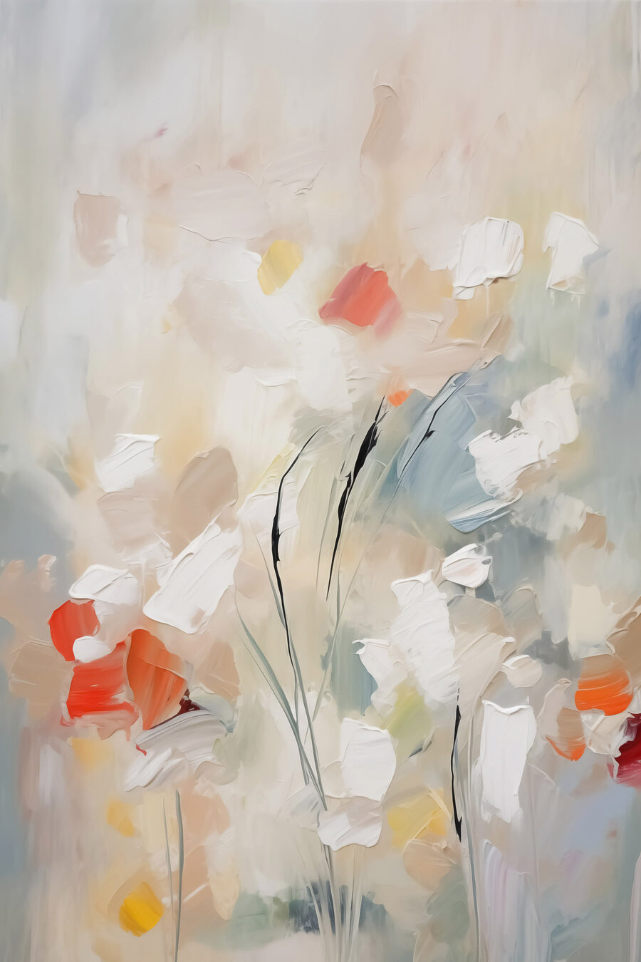 Fleurs en touches pâles — motif complet