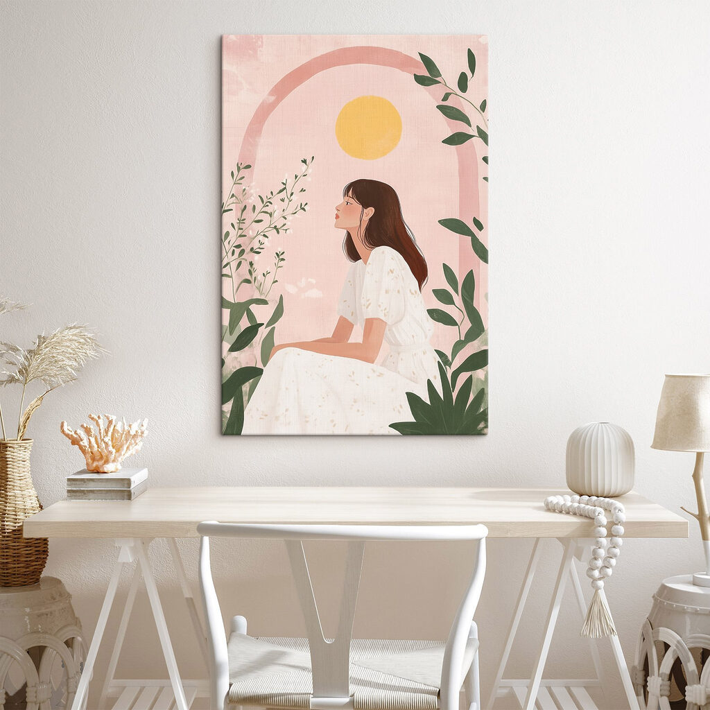 Femme sous l’arche rose — intérieur 2