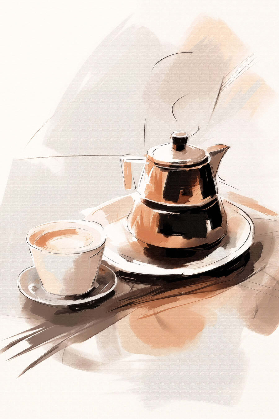 Cafetière à l’aquarelle — motif complet