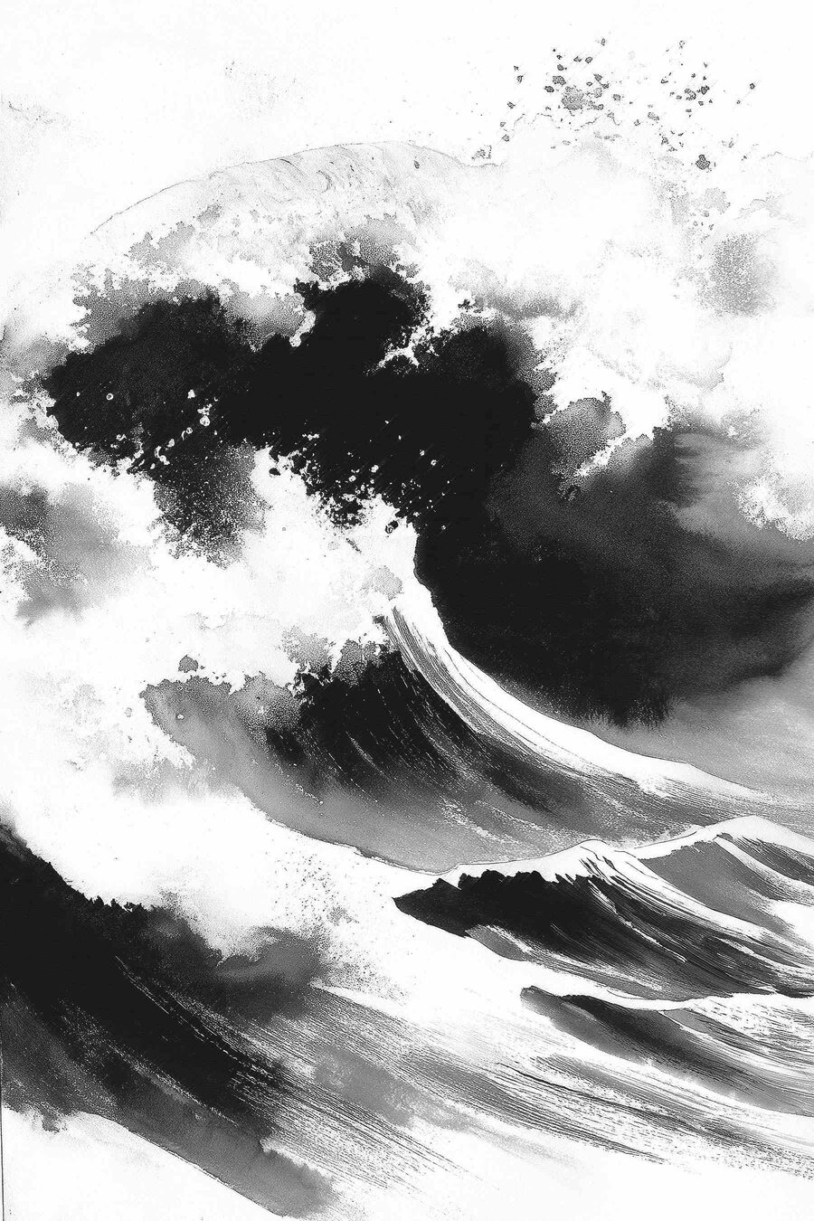 Vague noire et blanche — motif complet
