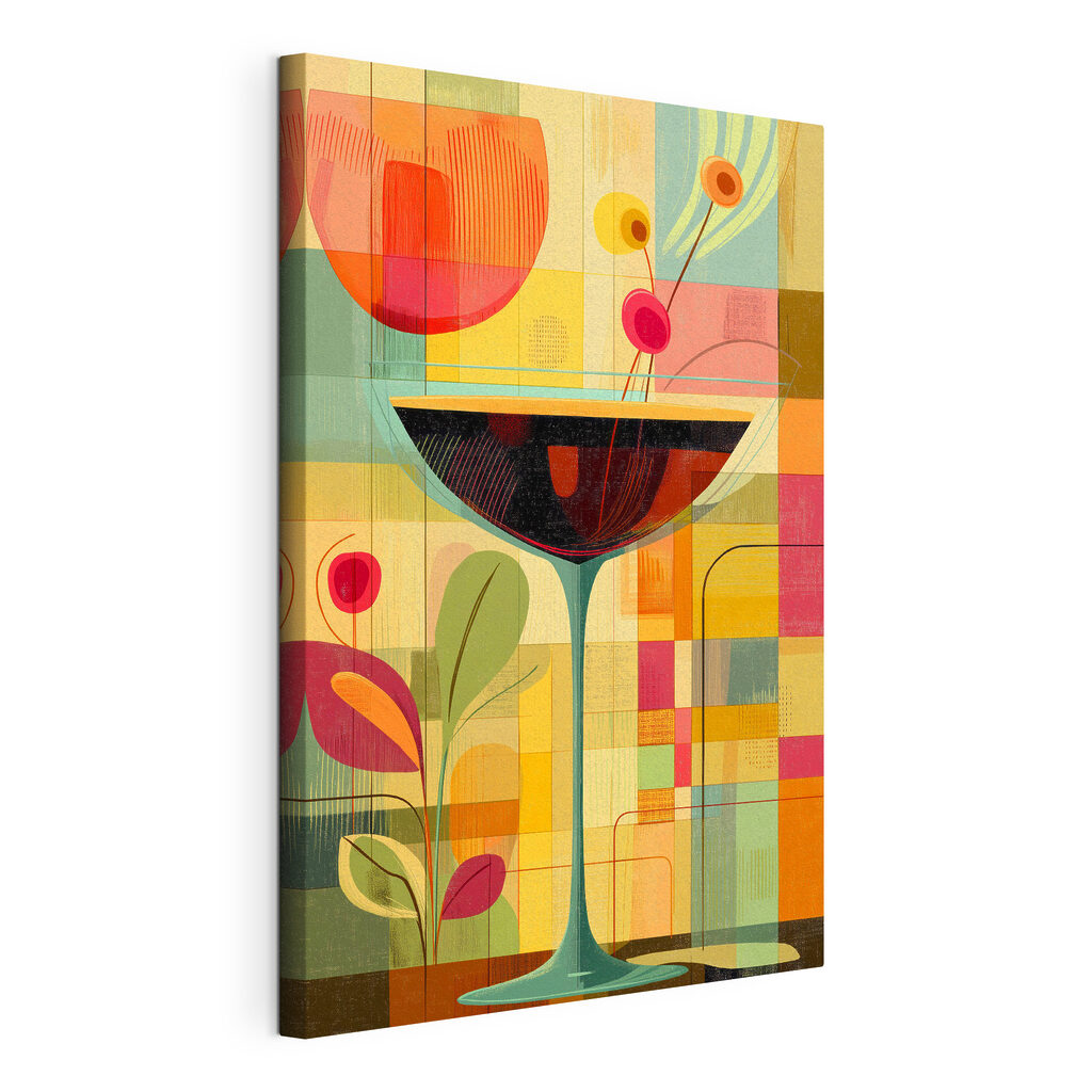 Verre de vin géométrique, toile tendue et bord enveloppé