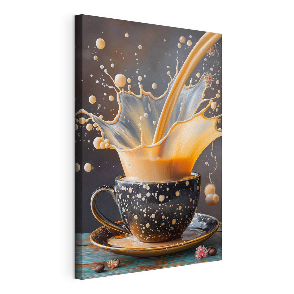 Café jaillissant, toile tendue et bord enveloppé