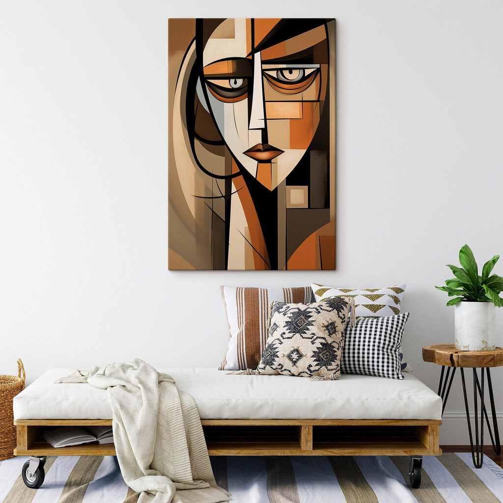 Visage ocre à lunettes dans un intérieur