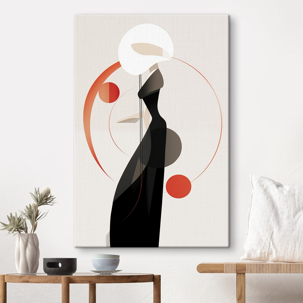 Dame entre les cercles dans un intérieur