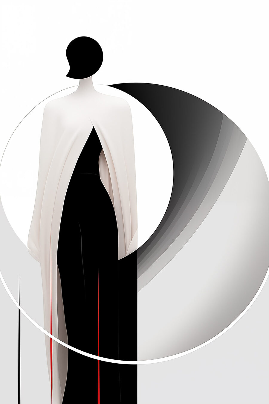 Silhouette et éventail gris — motif complet