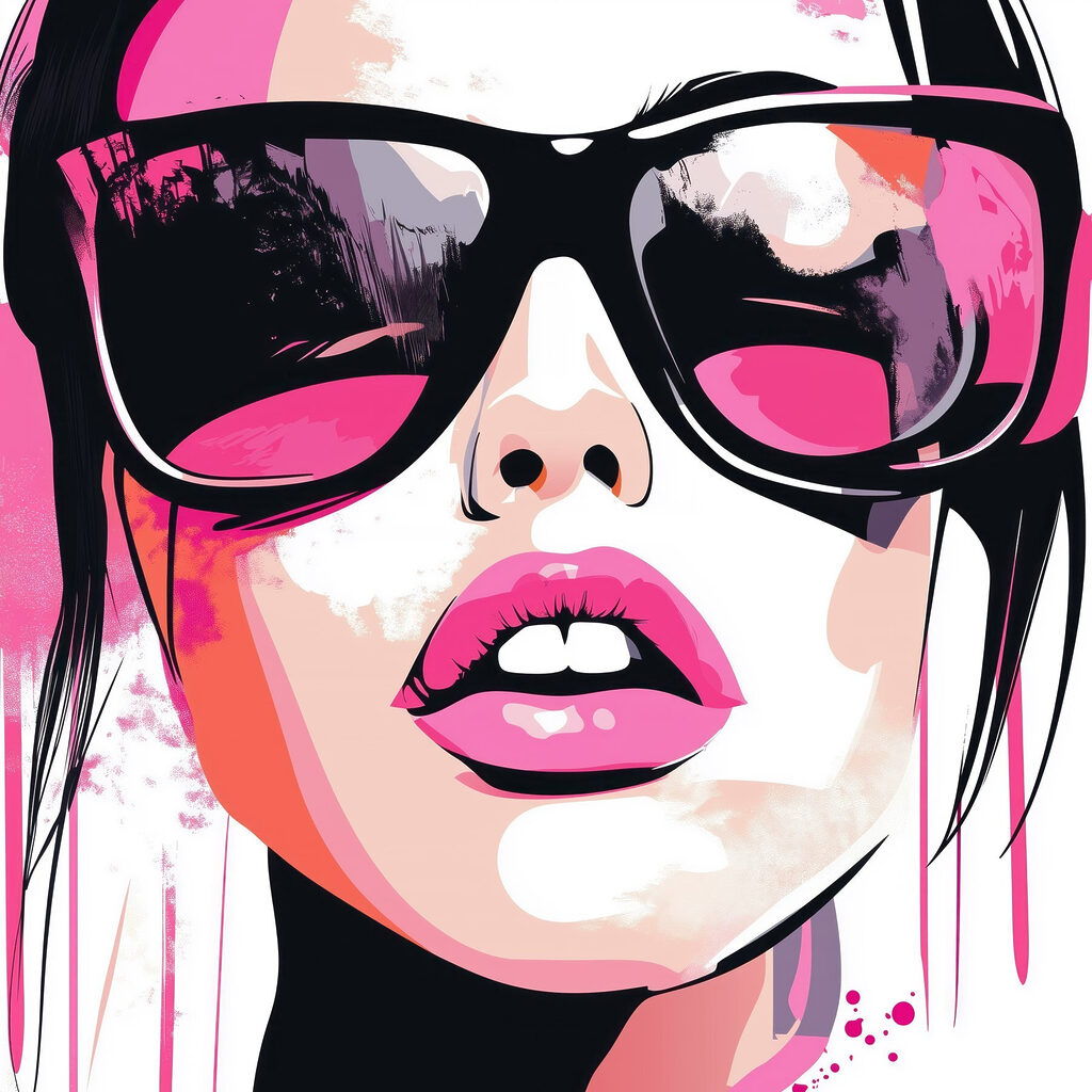 Regard pop art rose — motif complet