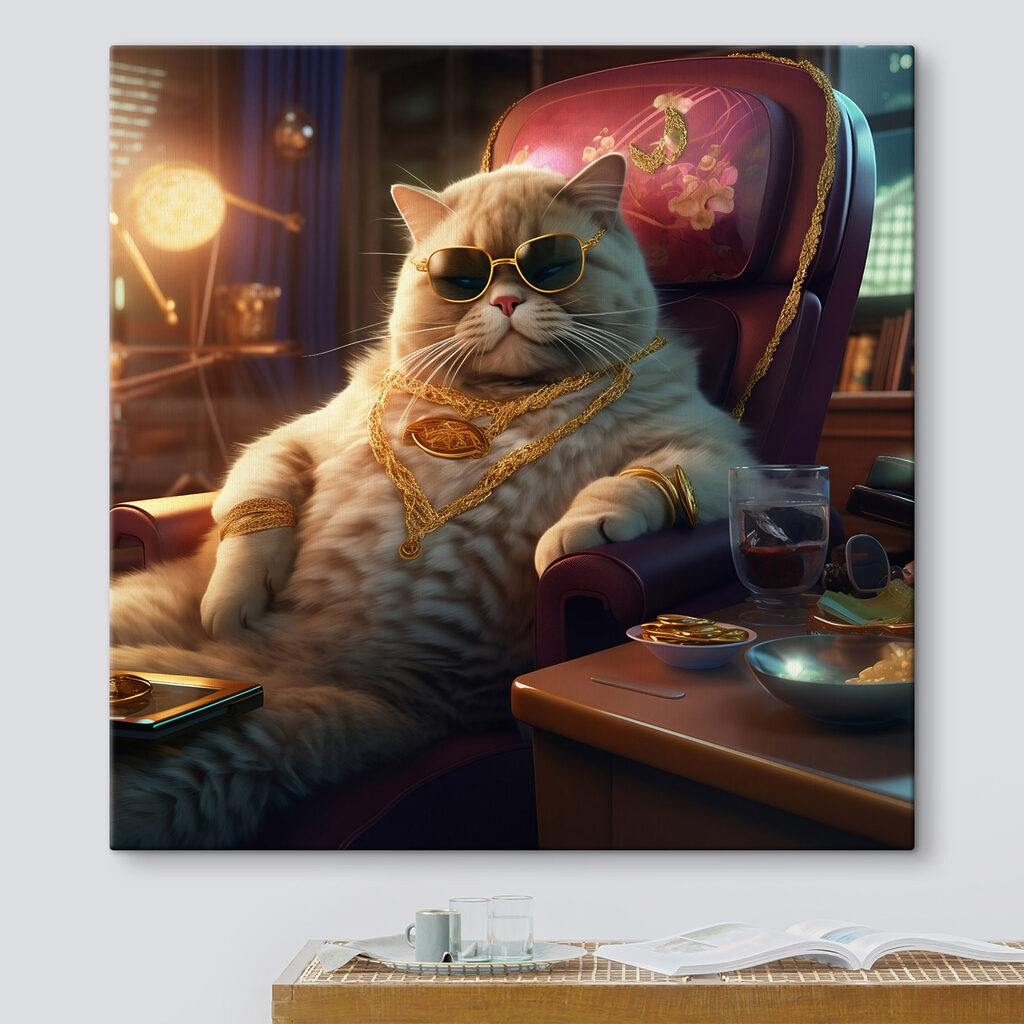 Chat cool en fauteuil — intérieur 3
