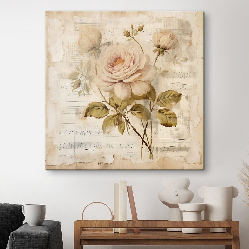 Rose pâle sur partition — intérieur 1
