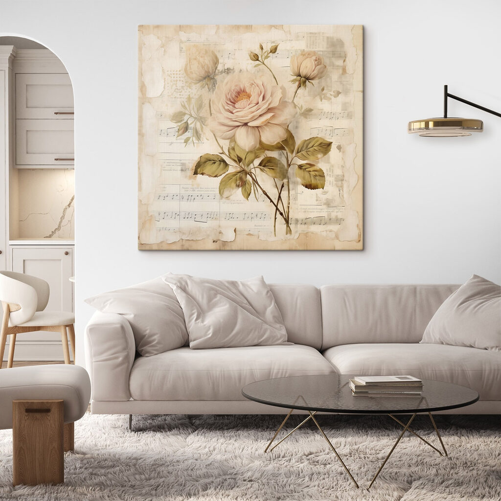 Rose pâle sur partition — intérieur 2