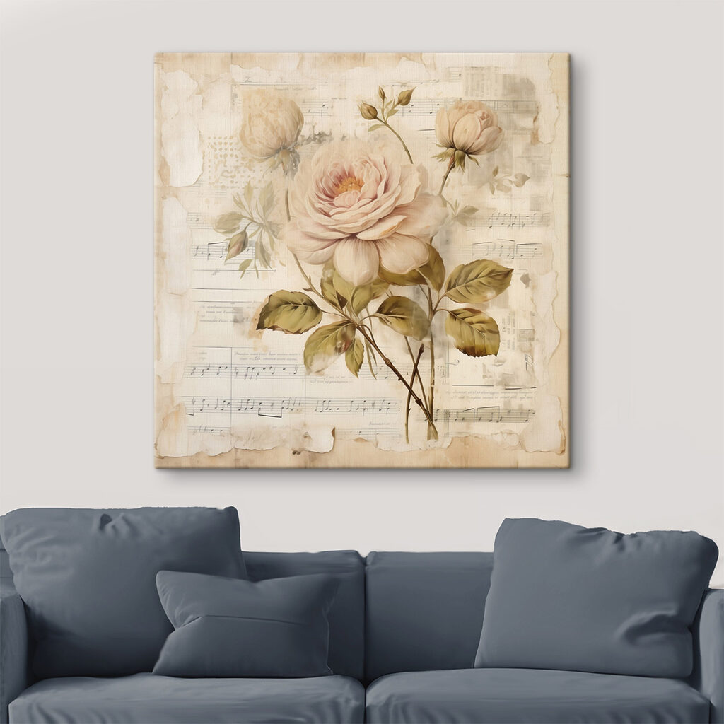 Rose pâle sur partition — intérieur 3