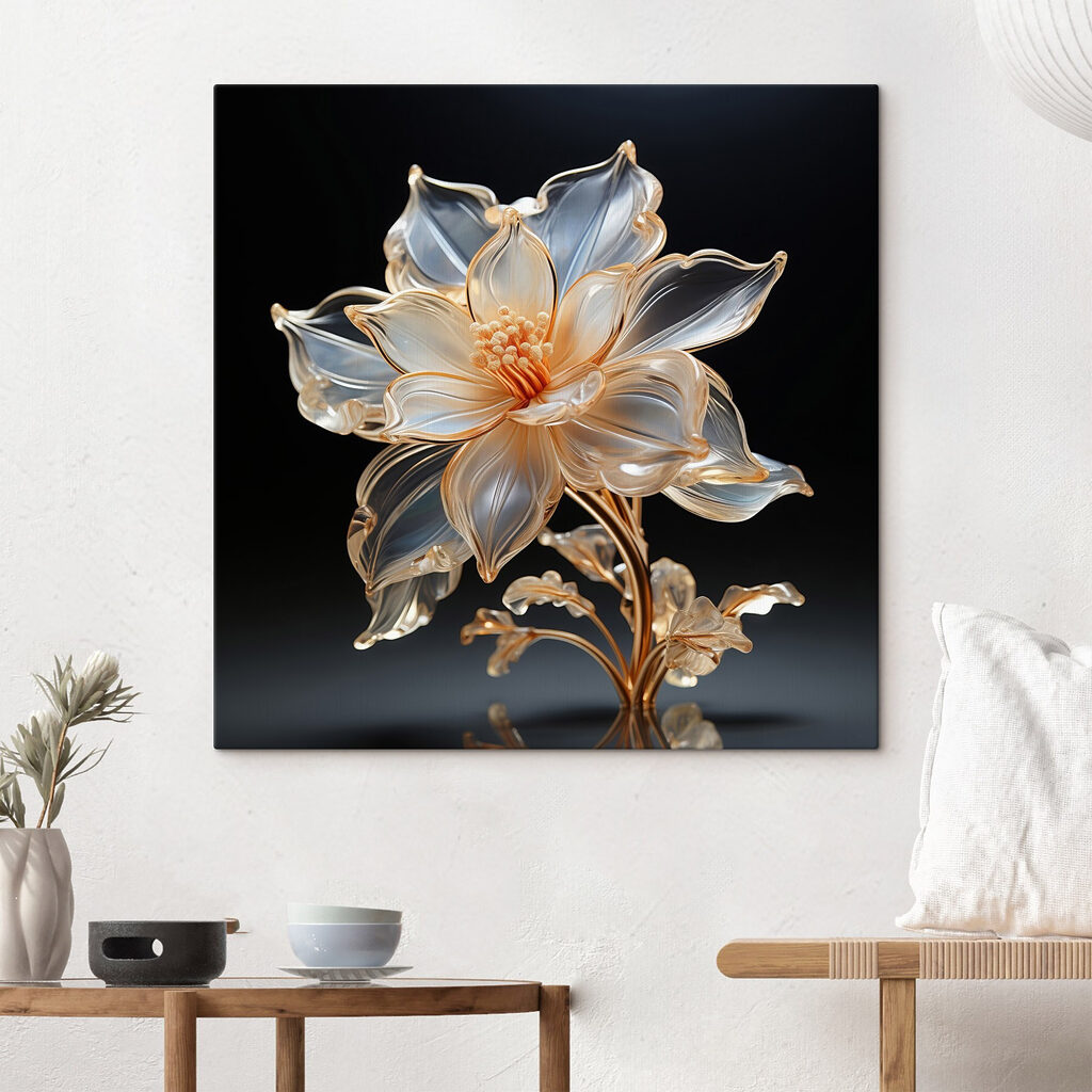 Fleur bleue cernée d’or — intérieur 1
