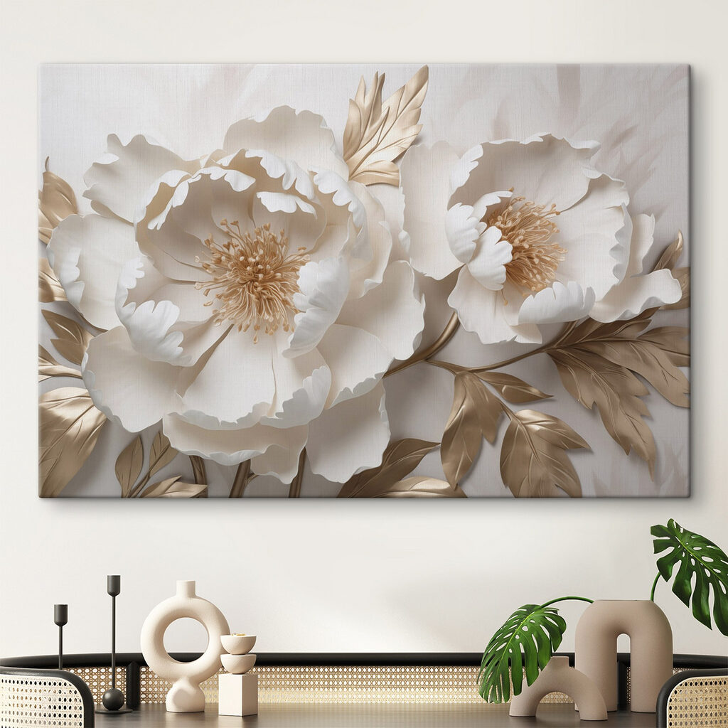 Pivoines crème et or — intérieur 1