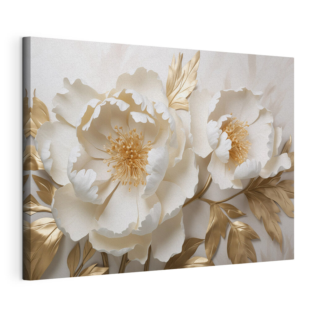 Pivoines crème et or — vue du produit