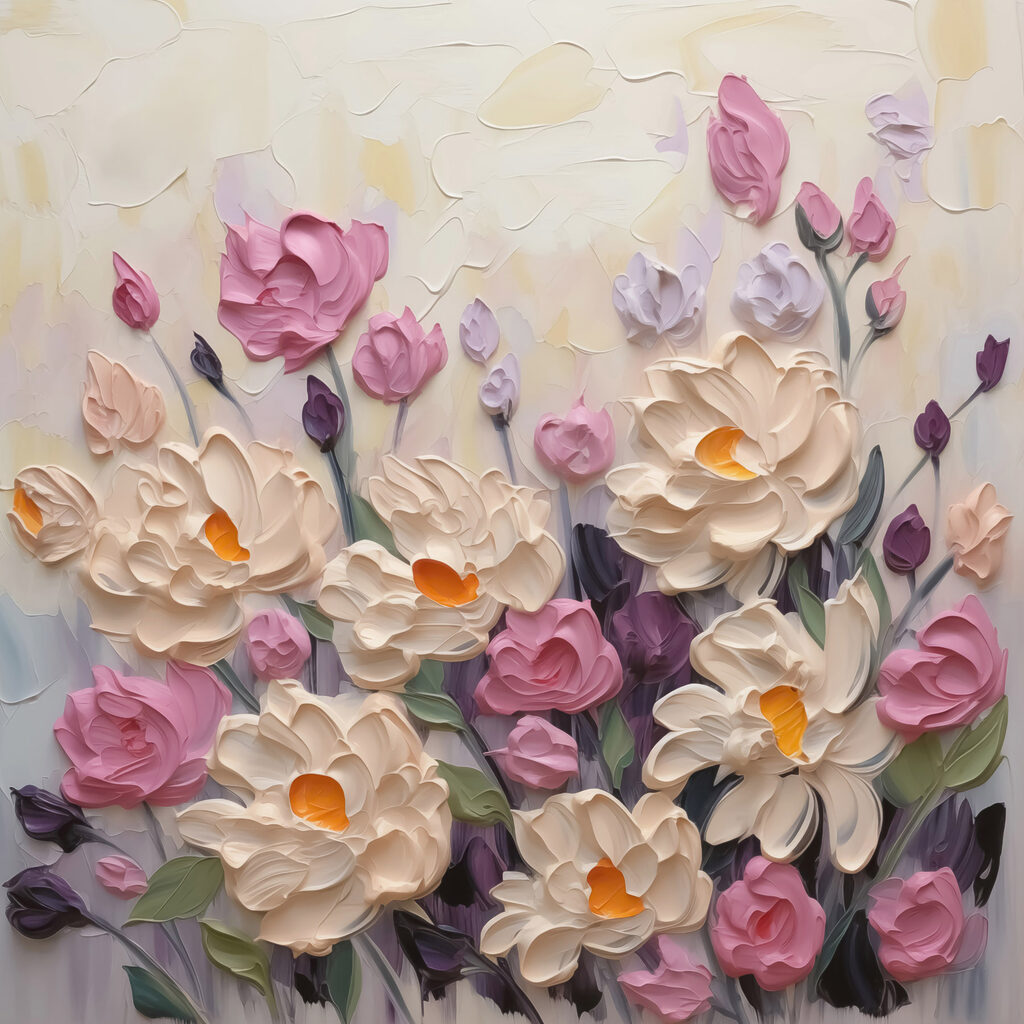 Bouquet rose pastel — motif complet