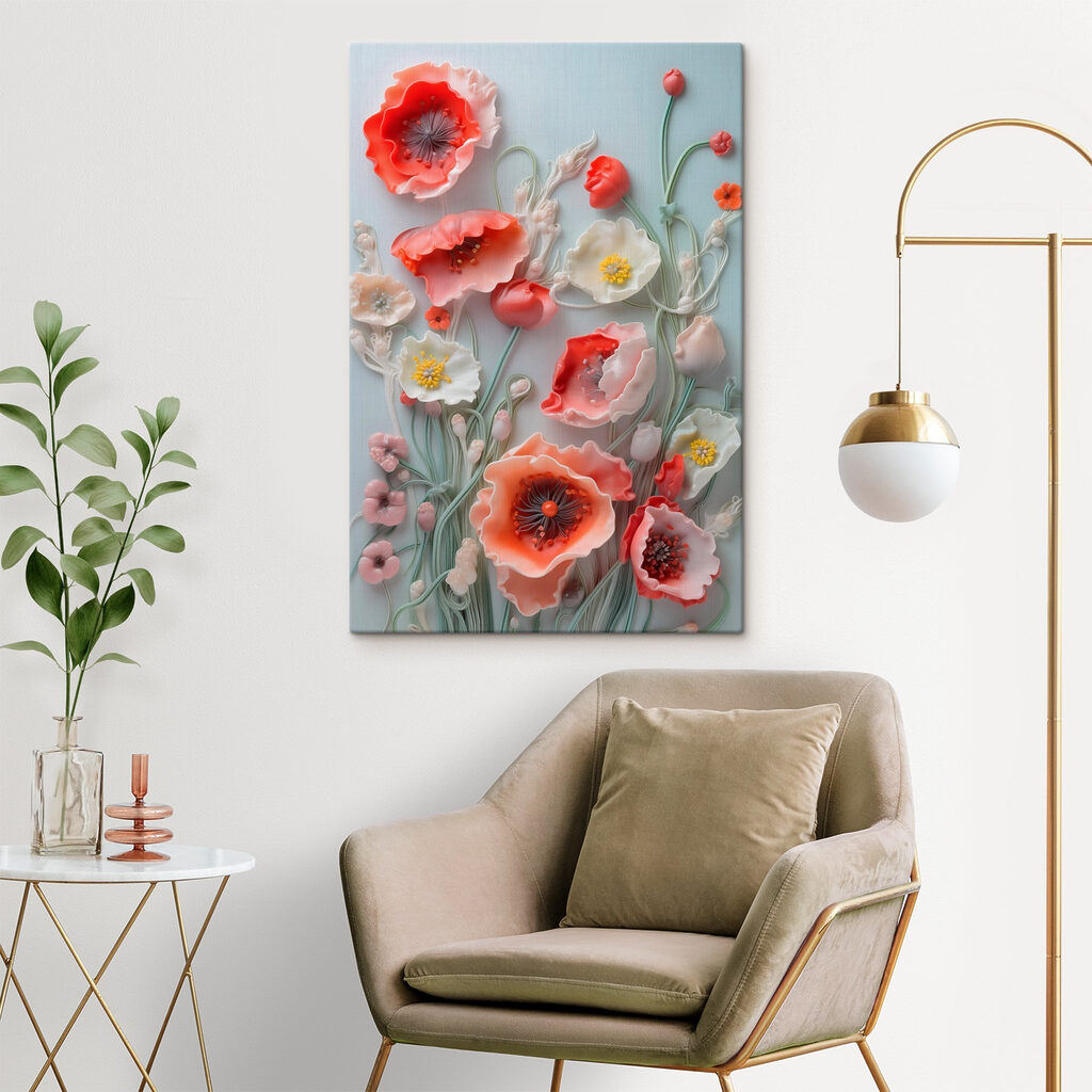 Coquelicots sur bleu sauge — intérieur 1