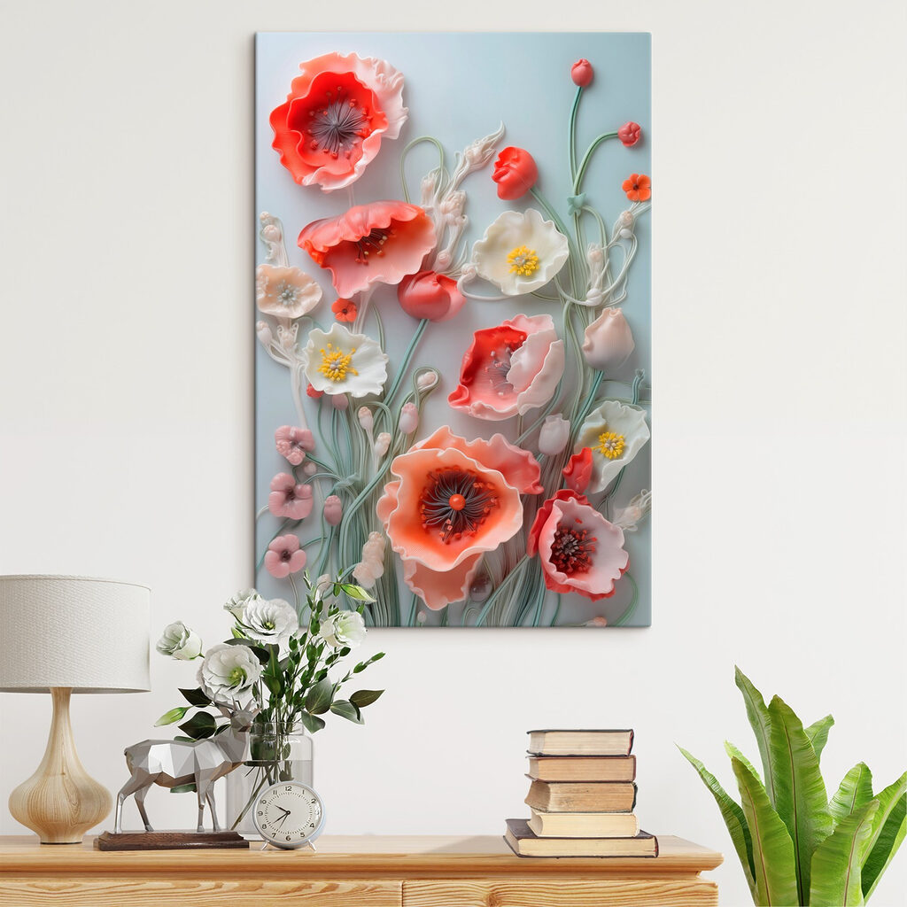 Coquelicots sur bleu sauge — intérieur 2