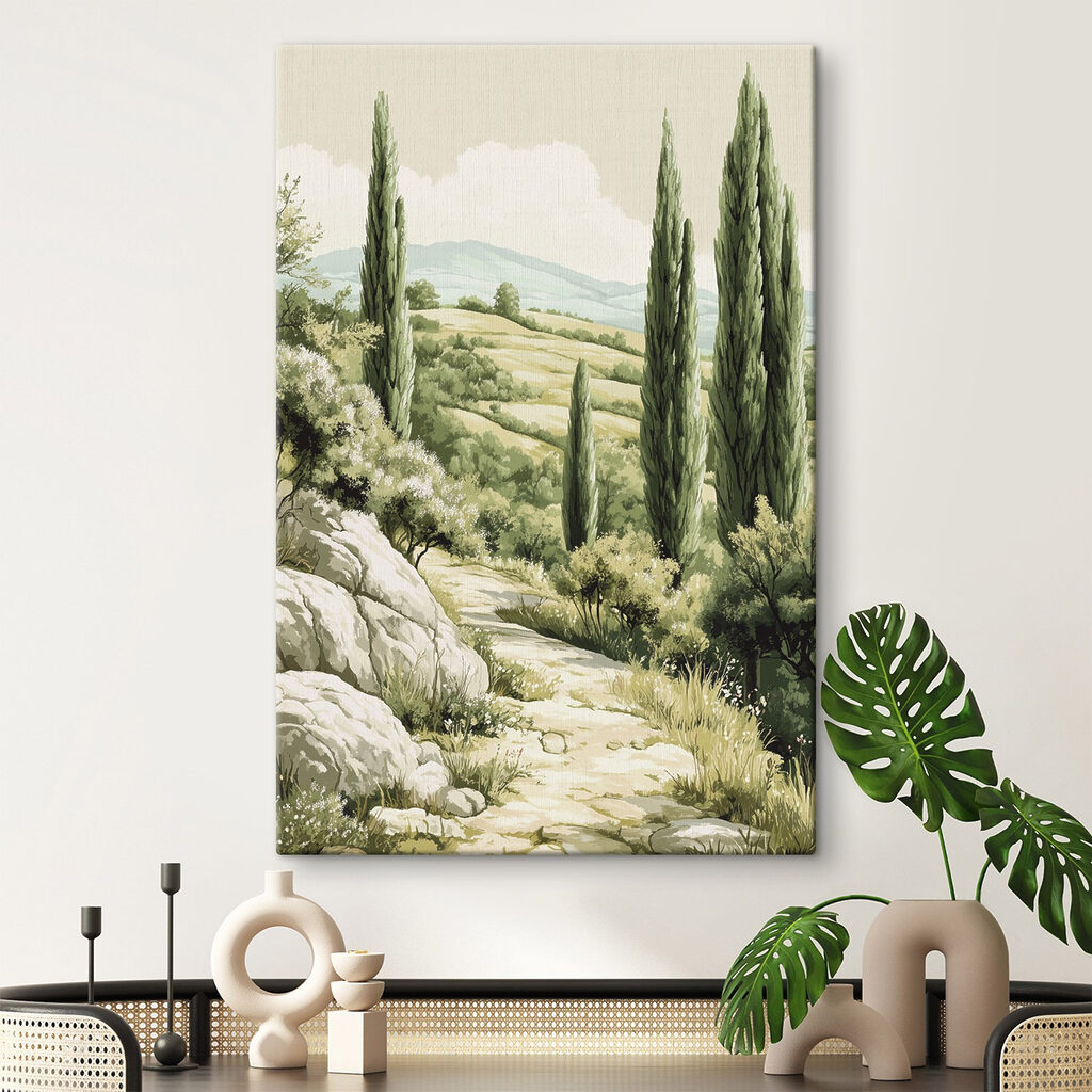Sentier entre les cyprès — intérieur 1
