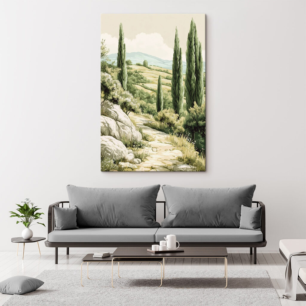 Sentier entre les cyprès — intérieur 2