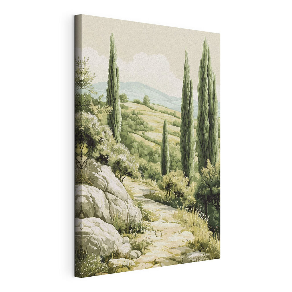 Sentier entre les cyprès — vue du produit