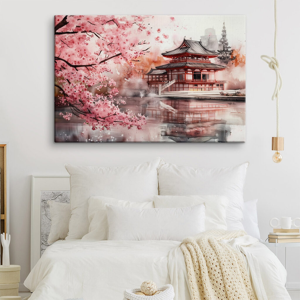 Pavillon aux fleurs roses dans un intérieur