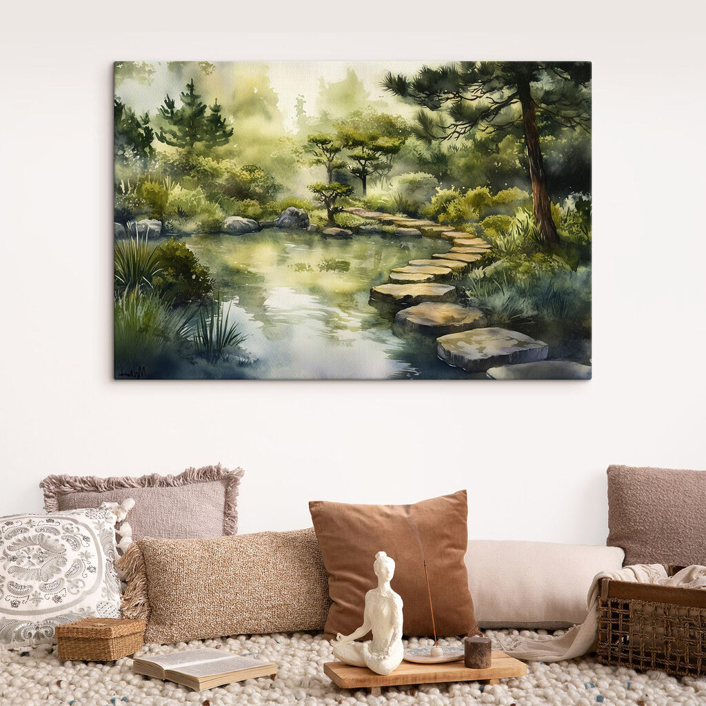Jardin d’eau verdoyant dans un intérieur