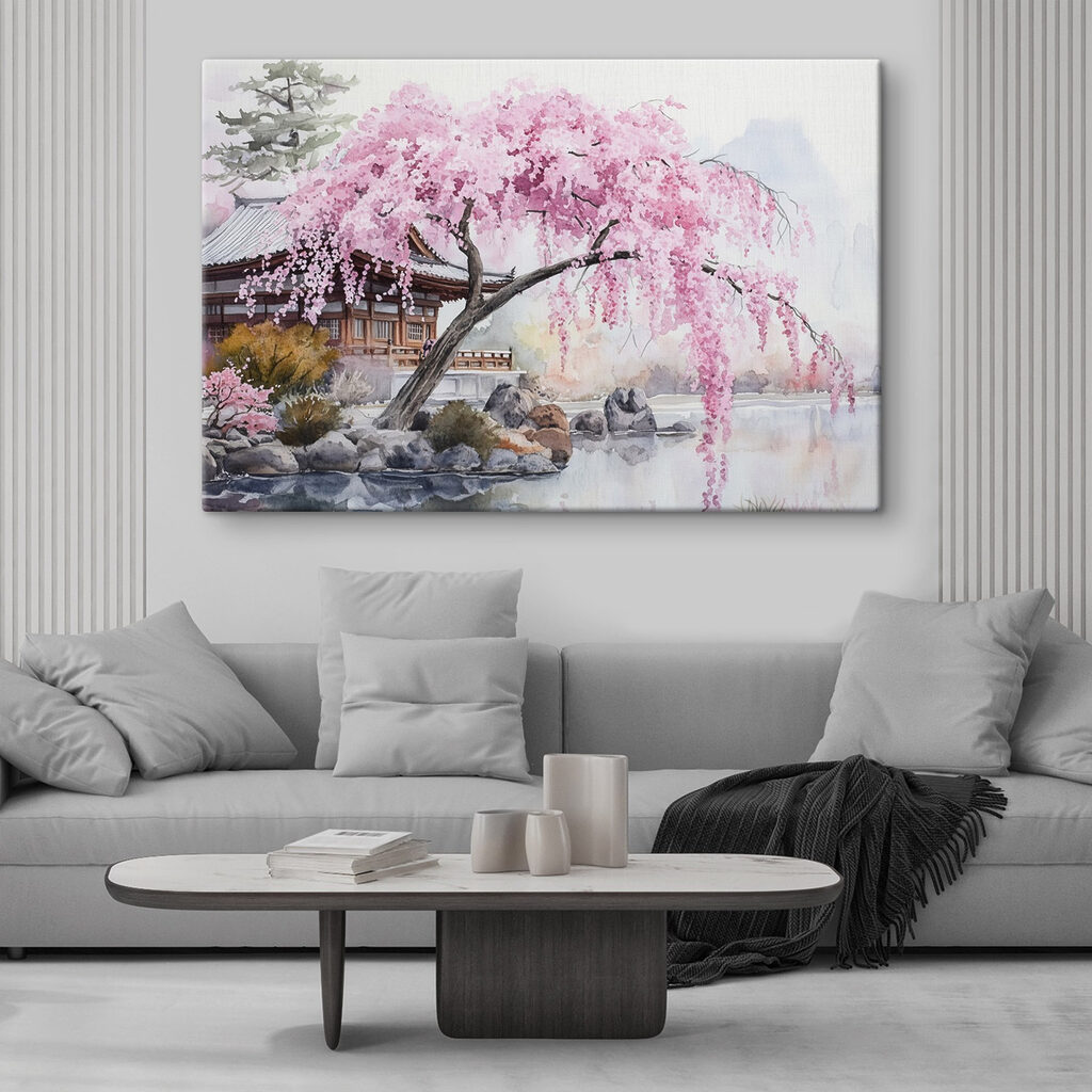 Arbre pleureur rose dans un intérieur