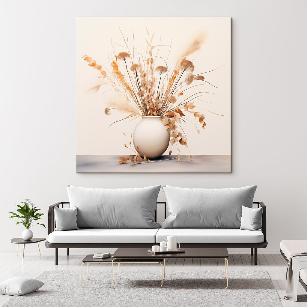 Bouquet de fleurs séchées dans un intérieur