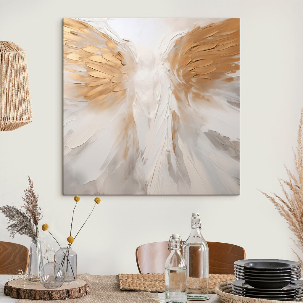 Ailes d’ange dorées dans un intérieur