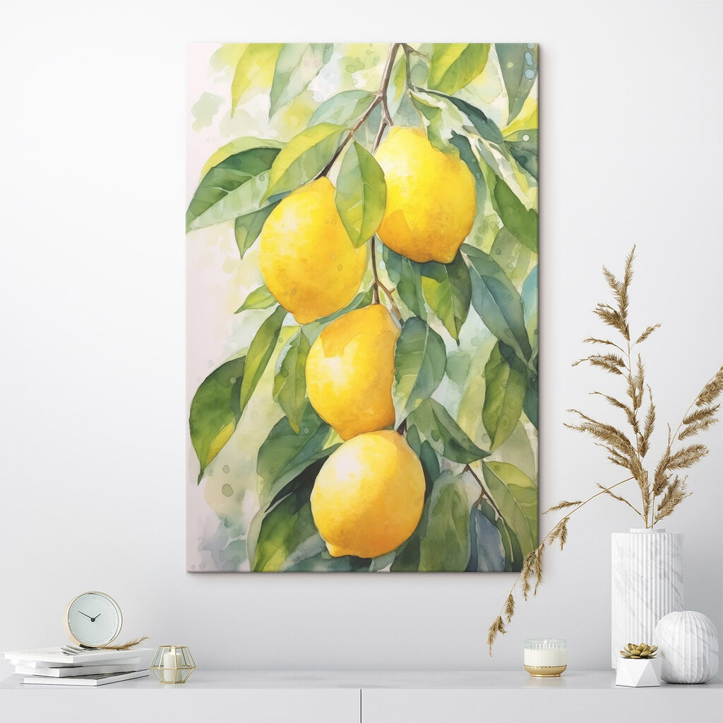 Citrons à l’aquarelle dans un intérieur