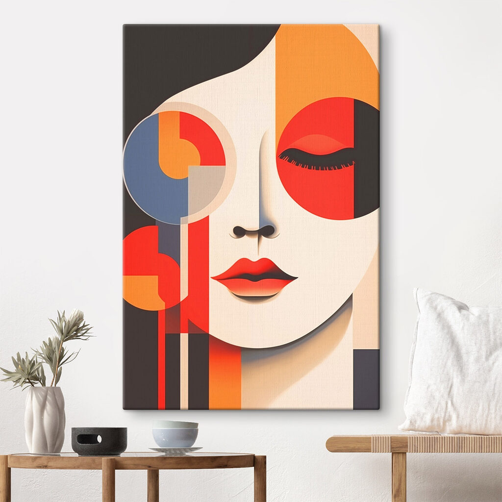 Yeux clos en orange dans un intérieur