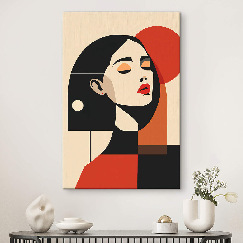 Profil sur cercle rouge dans un intérieur