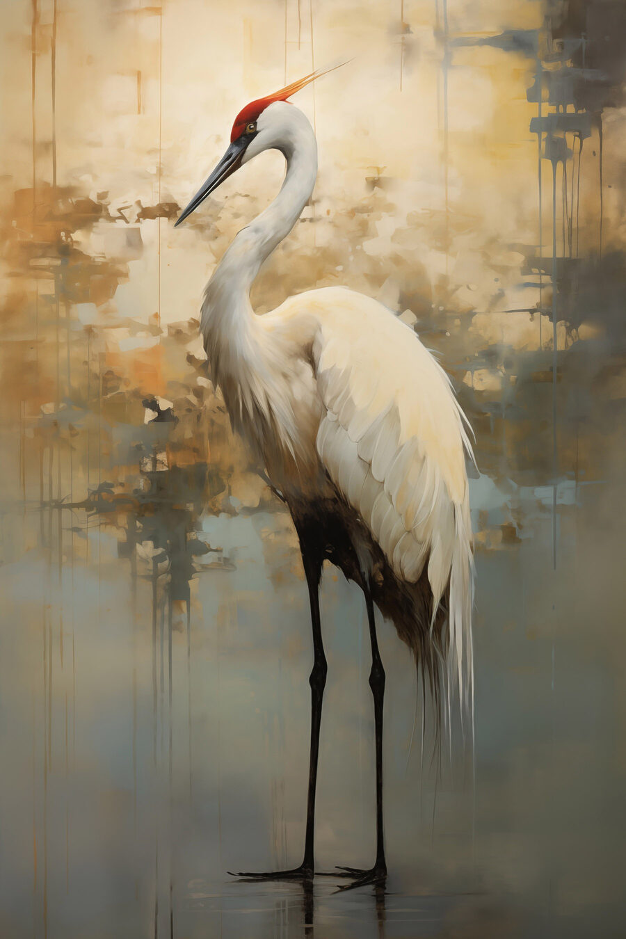 Grue dans la brume — motif complet