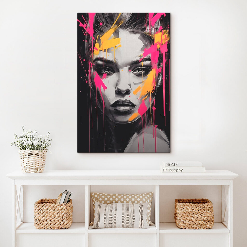 Regard sombre aux néons dans un intérieur