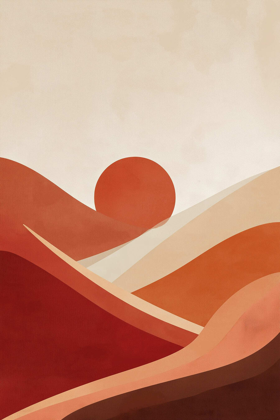 Soleil terracotta et dunes — motif complet