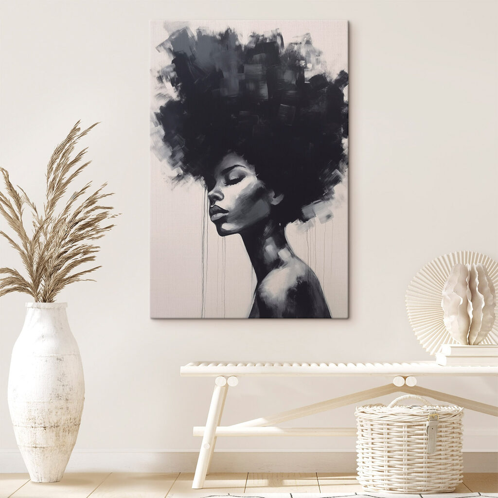 Profil aux boucles sombres dans un intérieur