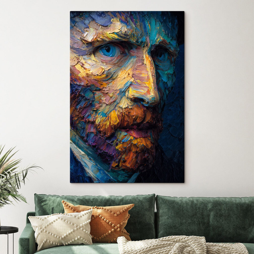 Regard bleu en couleurs dans un intérieur