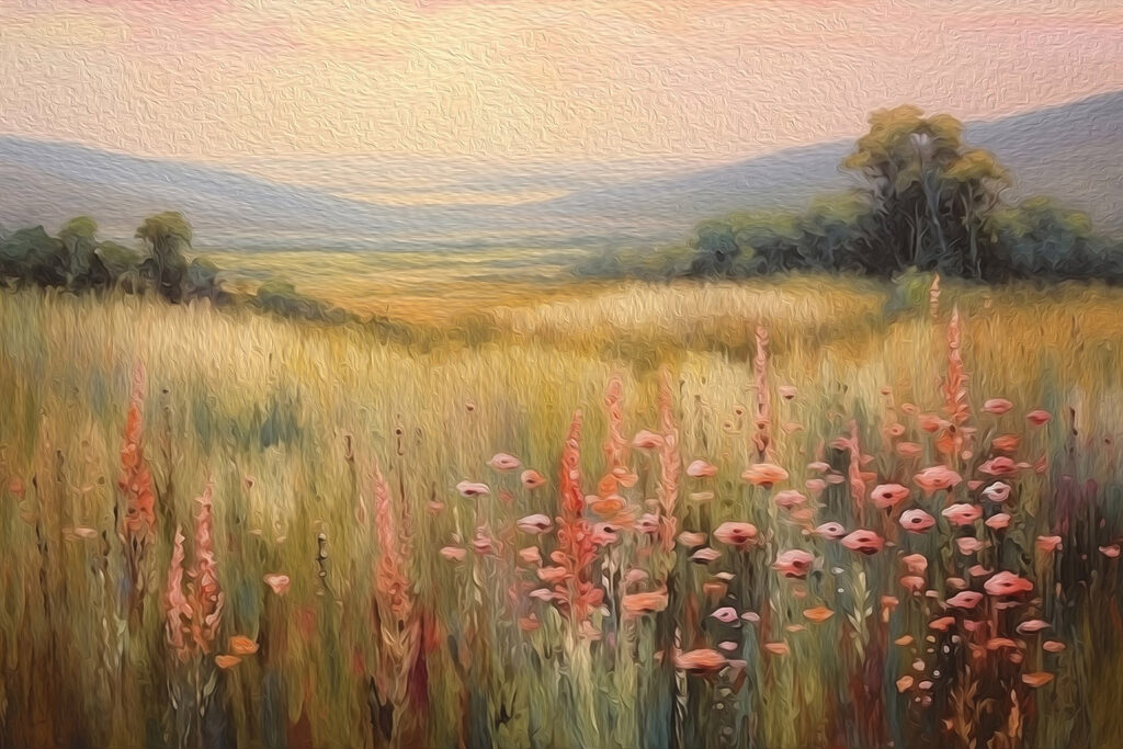 Prairie aux épis roses — motif complet