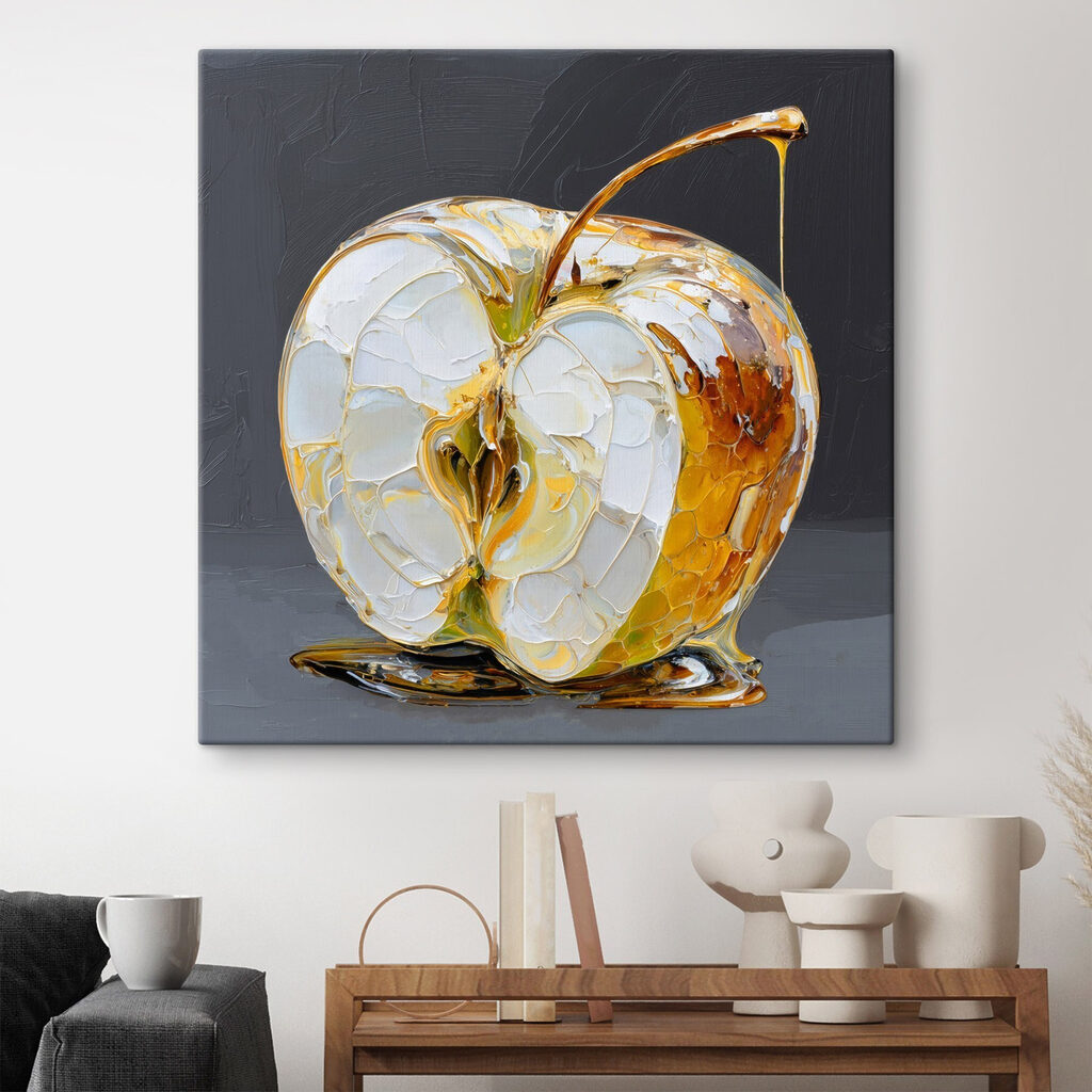 Pomme blanche et or dans un intérieur