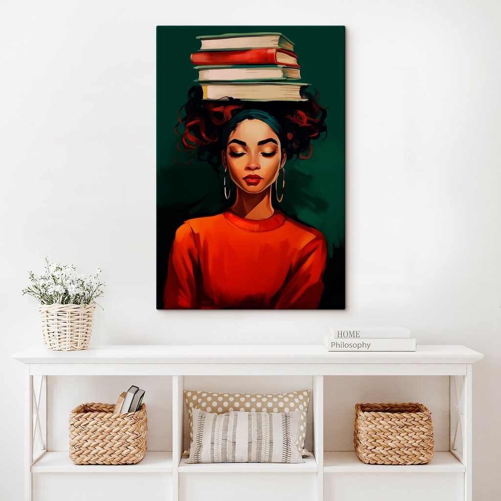 Livres sur la tête dans un intérieur