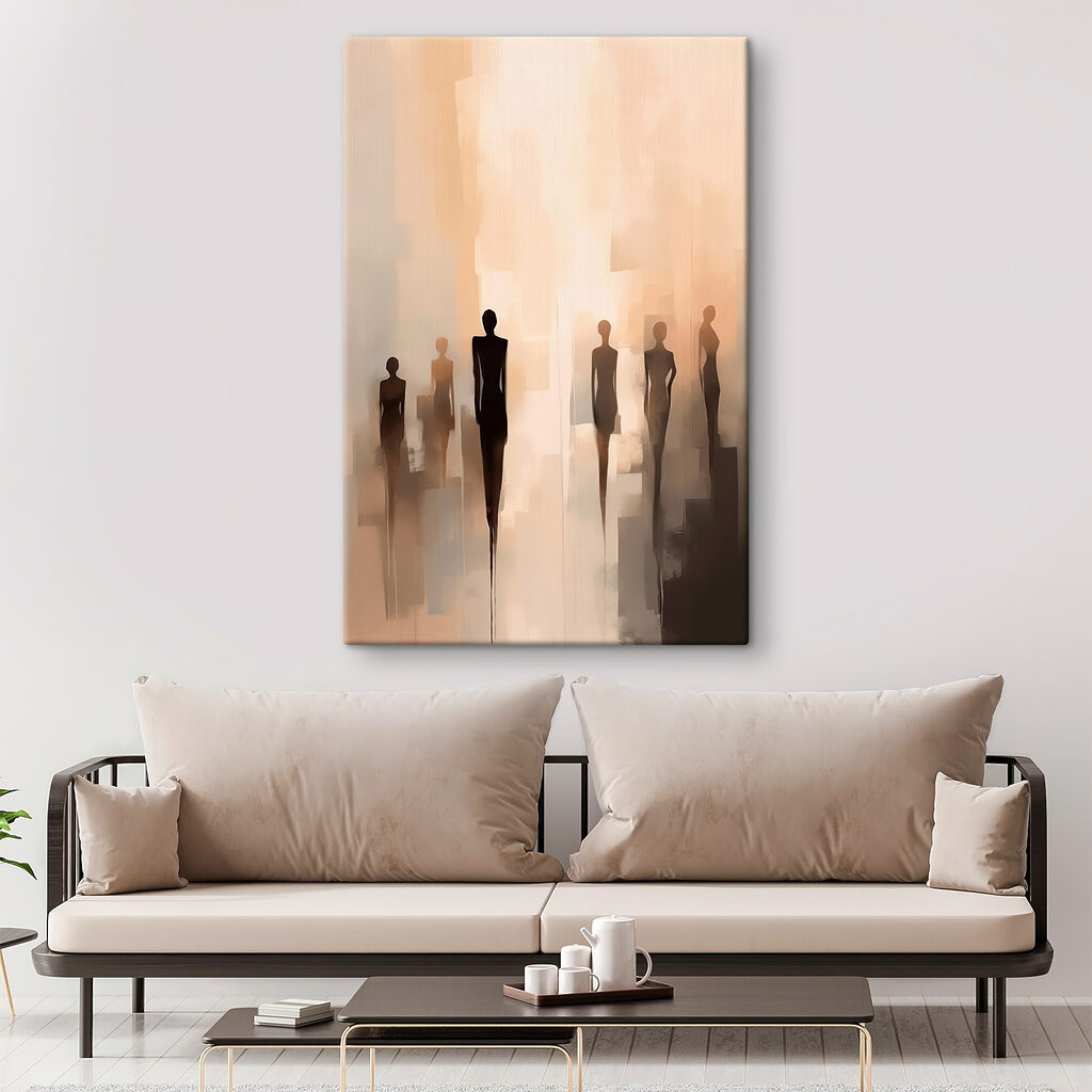 Promeneurs dans la lumière dans un intérieur