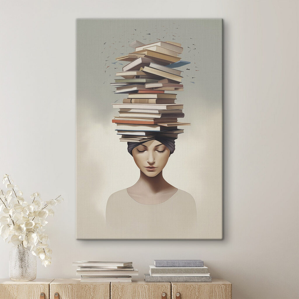 Tour de livres dans un intérieur