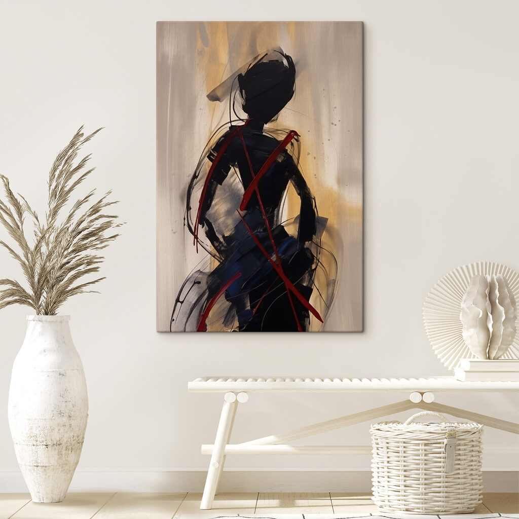 Silhouette sombre et rouge dans un intérieur