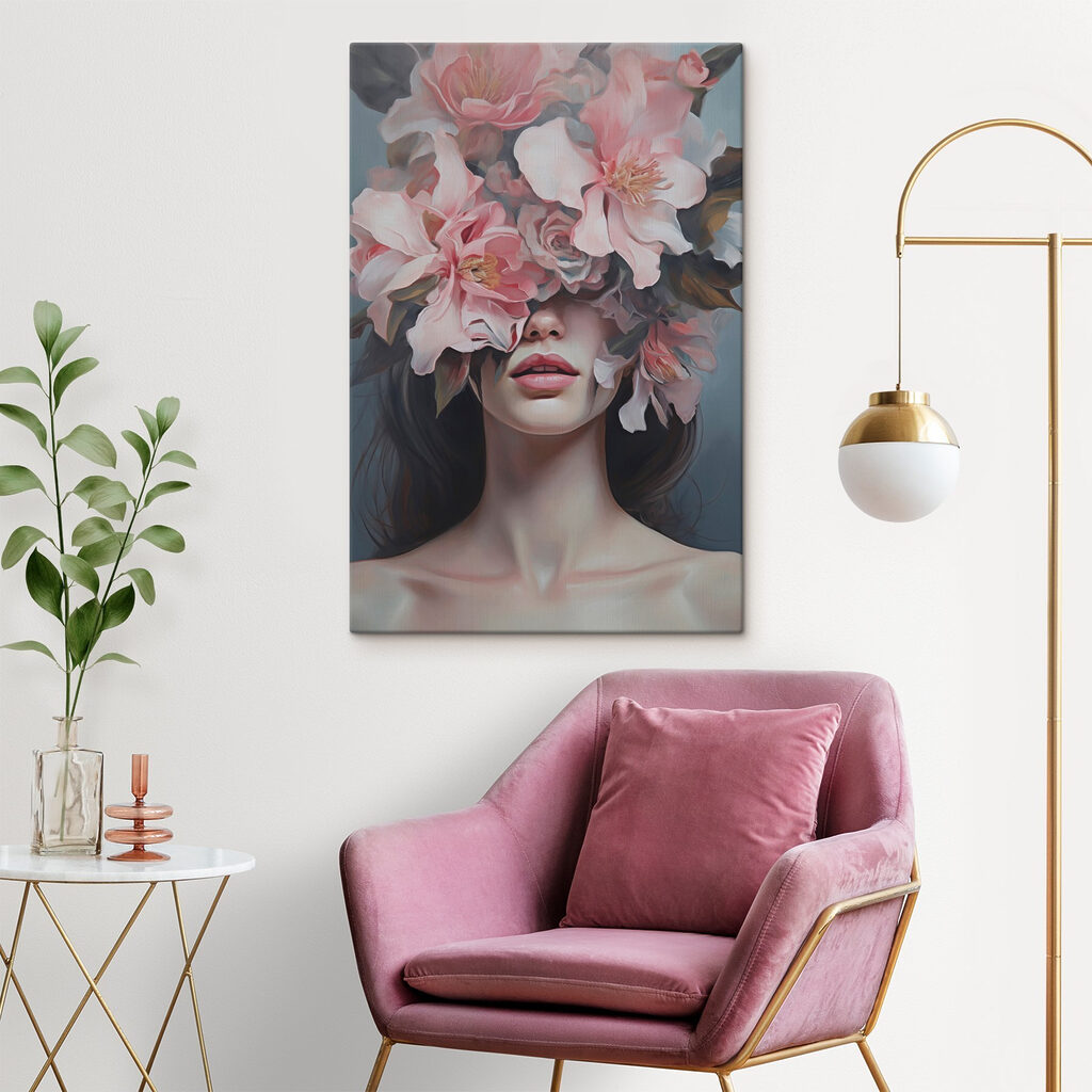 Regard voilé de fleurs dans un intérieur