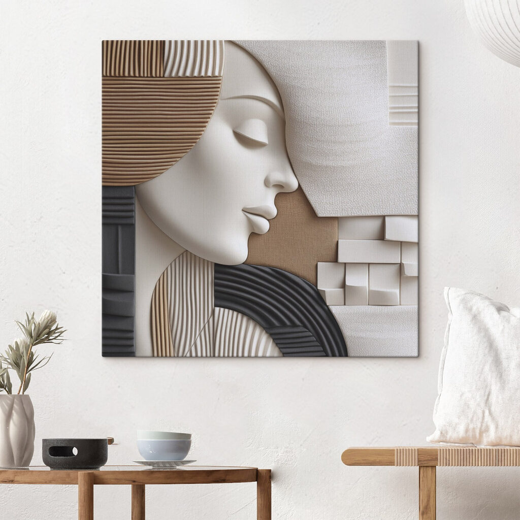 Profil entre arcs gris dans un intérieur