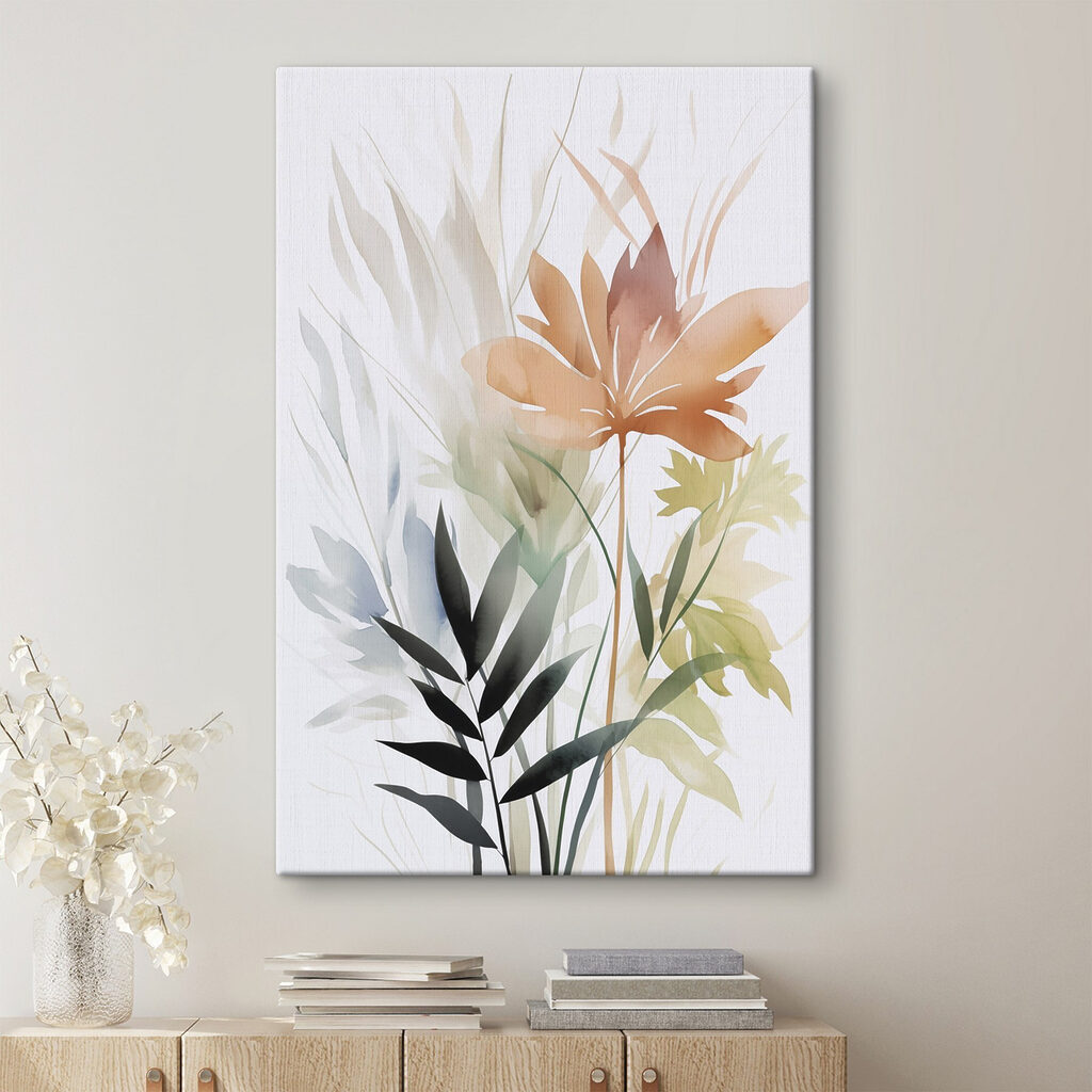 Feuilles orange élancées dans un intérieur